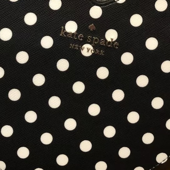 NWT love shack handbag polka dot heart purse kate spade black white crossbody - Picture 6 of 7